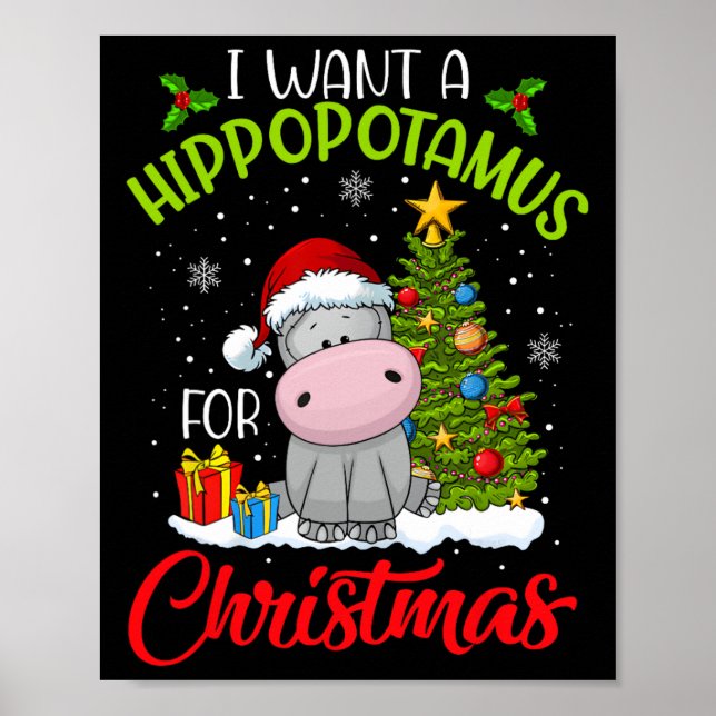 Ich Wollte einen Hippopotamus für Weihnachten Weih Poster (Vorne)