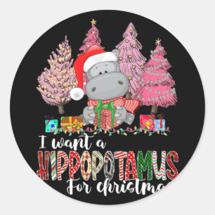 Ich Wollte einen Hippopotamus für Weihnachten Weih Runder Aufkleber