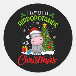 Ich Wollte einen Hippopotamus für Weihnachten Weih Runder Aufkleber
