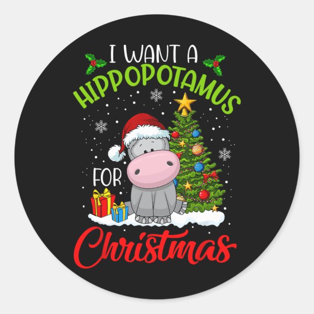 Ich Wollte einen Hippopotamus für Weihnachten Weih Runder Aufkleber (Vorderseite)