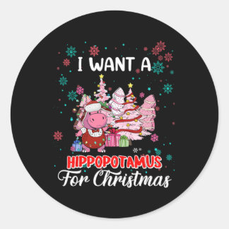 Ich Wollte einen Hippopotamus für Weihnachten Weih Runder Aufkleber