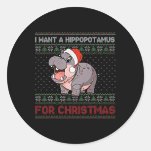 Ich Wollte einen Hippopotamus für Weihnachten Weih Runder Aufkleber