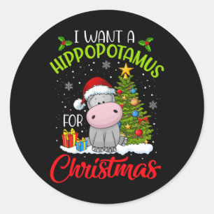 Ich Wollte einen Hippopotamus für Weihnachten Weih Runder Aufkleber