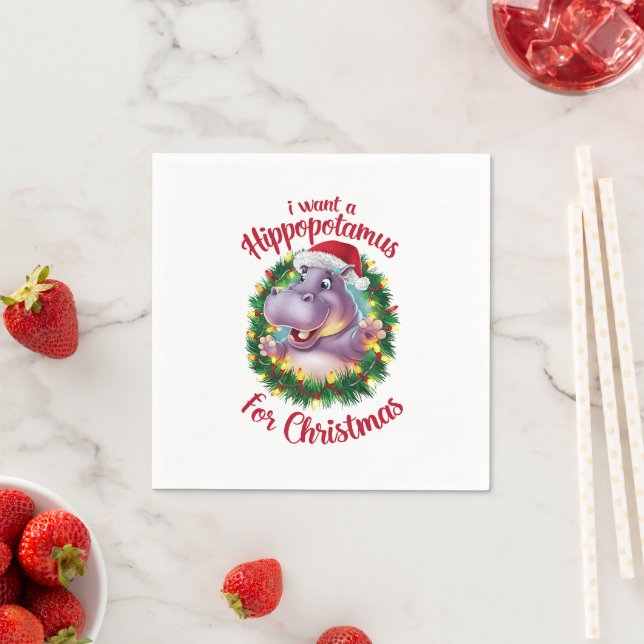 Ich Wollte einen Hippopotamus für Weihnachten Weih Serviette (Beispiel)