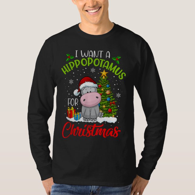 Ich Wollte einen Hippopotamus für Weihnachten Weih T-Shirt (Vorderseite)