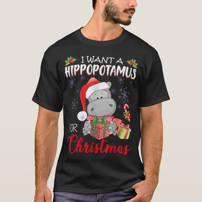 Ich Wollte einen Hippopotamus für Weihnachten Weih T-Shirt (Vorderseite)