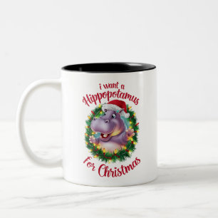 Ich Wollte einen Hippopotamus für Weihnachten Weih Zweifarbige Tasse