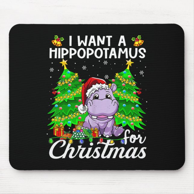 Ich Wollte einen Hippopotamus für Weihnachtsbeleuc Mousepad (Vorne)
