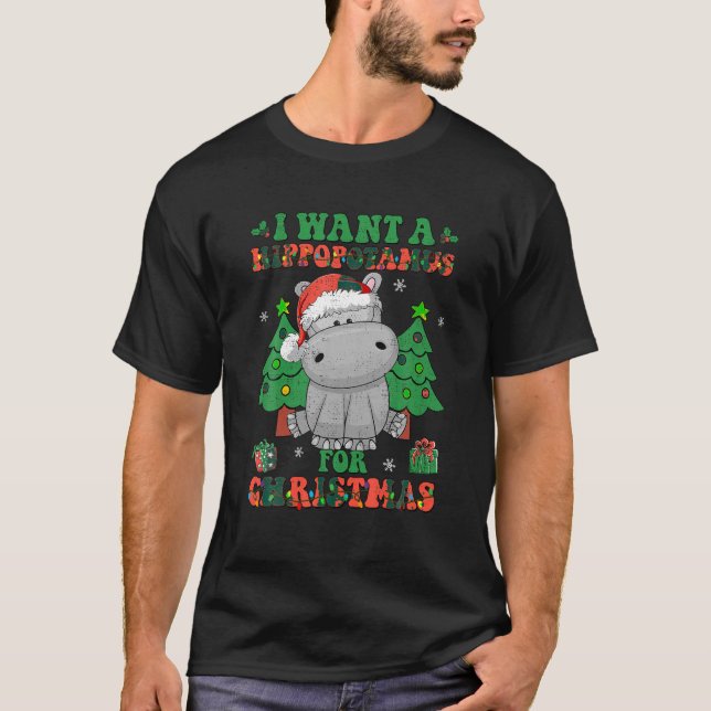 Ich Wollte einen Hippopotamus für Weihnachtsbeleuc T-Shirt (Vorderseite)
