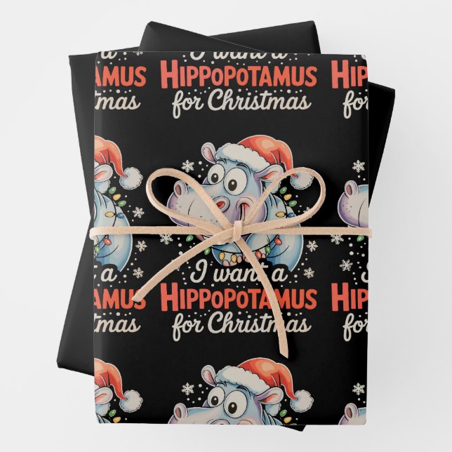 Ich Wollte einen Hippopotamus für Weihnachtsfeiert Geschenkpapier Set (Beispiel)
