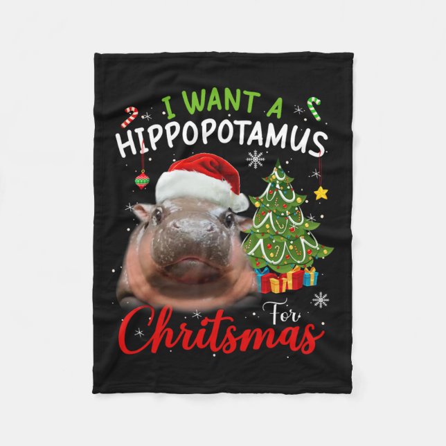 Ich Wollte einen Hippopotamus Weihnachten Funny Hi Fleecedecke (Vorderseite)