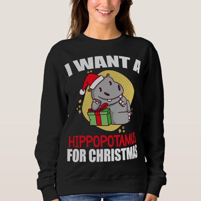 Ich wollte einen Hippopotamus Weihnachten Hippo Py Sweatshirt (Vorderseite)