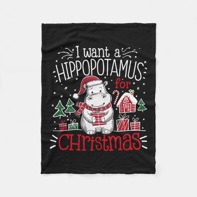 Ich Wollte einen Hippopotamus Weihnachten Pajamas  Fleecedecke (Vorderseite)