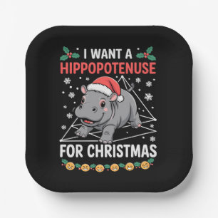 Ich Wollte einen Hippopotenuse für Mathematiklehre Pappteller
