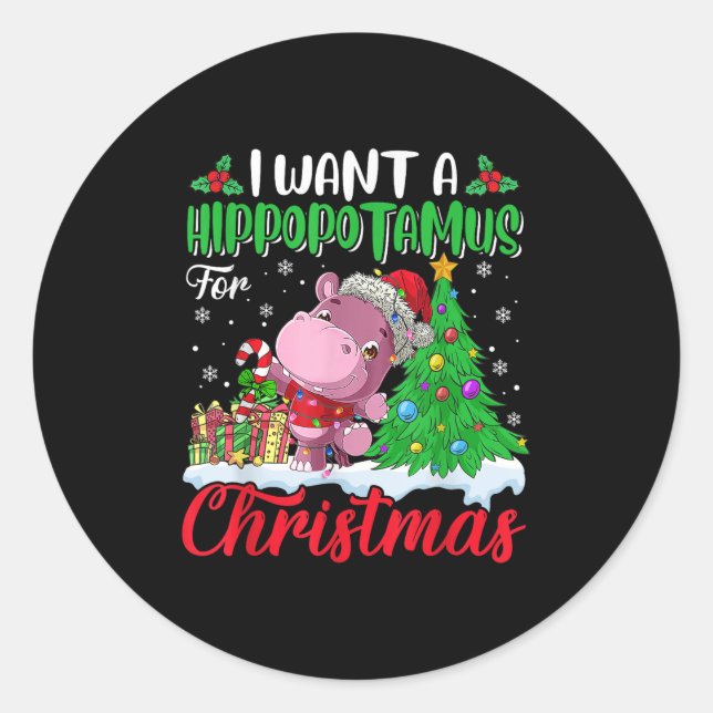 Ich Wollte einen Hiptamus für Weihnachten Weihnach Runder Aufkleber (Vorderseite)