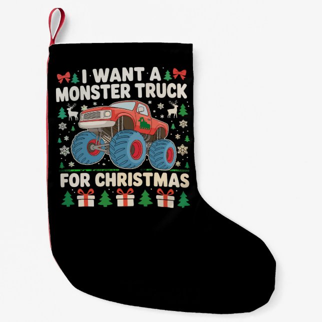 Ich Wollte einen Monster Truck für Weihnachten Ugl Kleiner Weihnachtsstrumpf (Vorderseite)