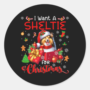 Ich Wollte einen Sheltie für den Weihnachtsbesitze Runder Aufkleber