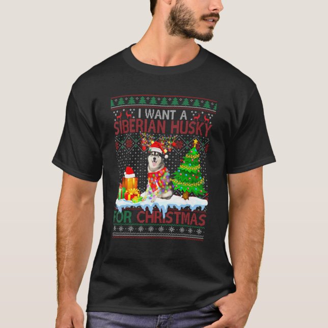 Ich Wollte einen sibirischen Husky für Weihnachts- T-Shirt (Vorderseite)
