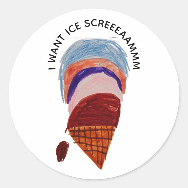 Ich wollte Eiscreme Runder Aufkleber (Vorderseite)