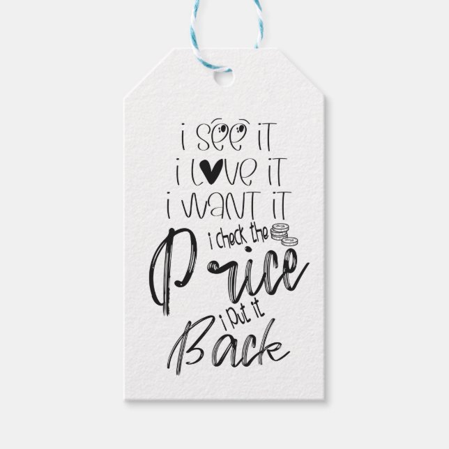 Ich Wollte es, ich Karo den Preis, ich setzte es z Geschenkanhänger (Vorderseite)