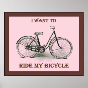 Ich Wollte, mein Fahrrad zu fahren ~ Vintages Fahr Poster