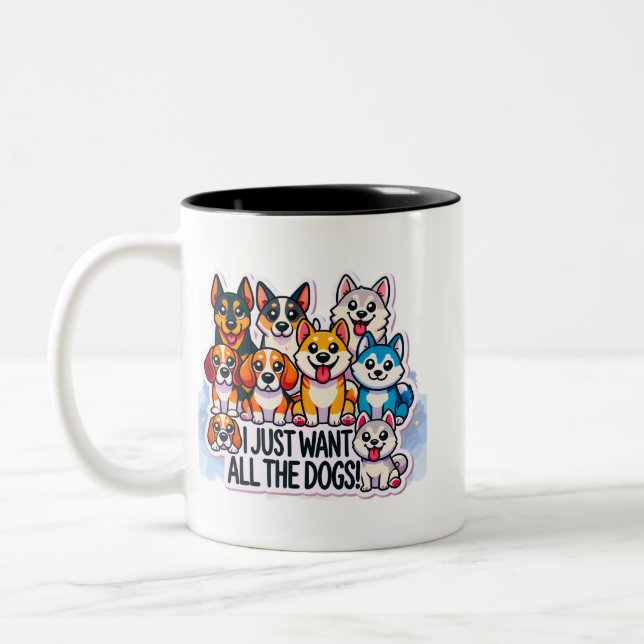 ICH WOLLTE NUR ALLE HUNDE LOVER ZWEIFARBIGE TASSE (Links)