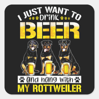 Ich wollte nur, Bier zu trinken und mit meinem Hun Quadratischer Aufkleber