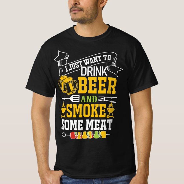 ICH WOLLTE NUR BIER ZU TRINKEN UND RAUCHEN EIN FLE T-Shirt (Vorderseite)