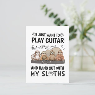 Ich Wollte nur, Gitarrenspiel Shirt Niedlich Sloth Postkarte