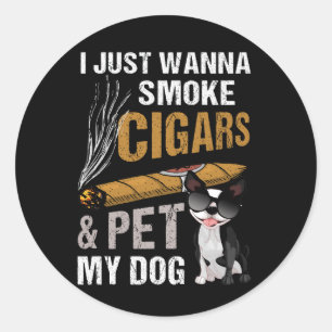 Ich wollte nur Zigarren rauchen und meinen Hund Ci Runder Aufkleber