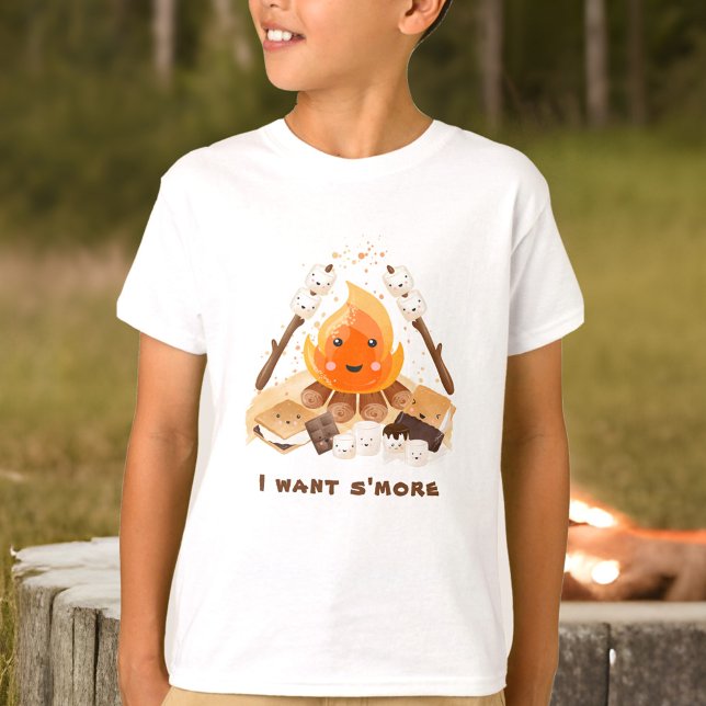 Ich Wollte S's Niedlicher Spaß Camping Campfire Ju T-Shirt (I Want S'more Cute Fun Camping Campfire boy T-Shirt)