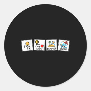 Ich Wollte Summer Break Style Visuell Icons T-Shir Runder Aufkleber