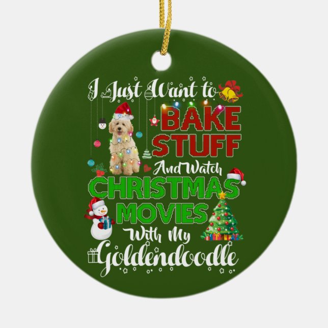 Ich wollte Weihnachtsfilme zu sehen goldendoodle Keramik Ornament (Vorne)