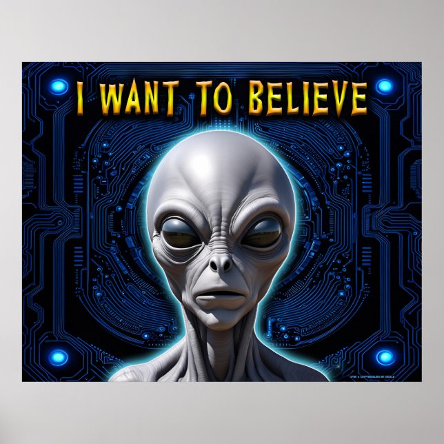ICH WOLLTE ZU BELIEVE Zeta Reticula Gray Alien Tec Poster (Vorne)