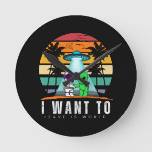 Ich Wollte Zu Verlass ist Alien Vintag Sunset Runde Wanduhr