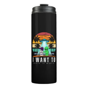 Ich Wollte Zu Verlass ist Alien Vintag Sunset Thermosbecher