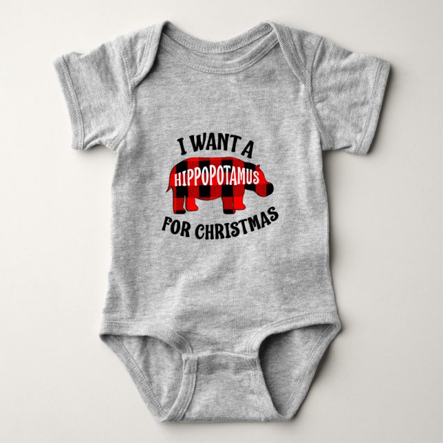 Ich Wollte zu Weihnachten einen Hippopotamus Baby Strampler (Vorderseite)