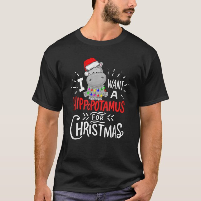 Ich Wollte zu Weihnachten einen Hippopotamus, Weih T-Shirt (Vorderseite)