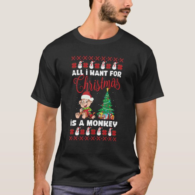 Ich Wollte zu Weihnachten ist ein Affenjunge Ugly  T-Shirt (Vorderseite)