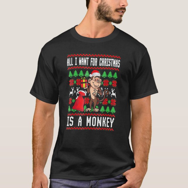 Ich Wollte zu Weihnachten ist ein Affenjunge Ugly  T-Shirt (Vorderseite)