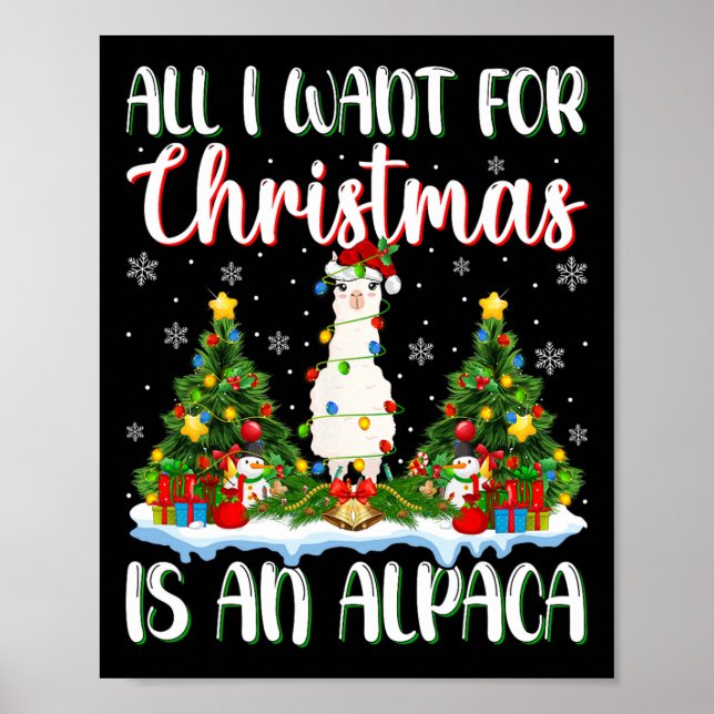 Ich Wollte zu Weihnachten ist ein Alpaca Weihnacht Poster (Vorne)