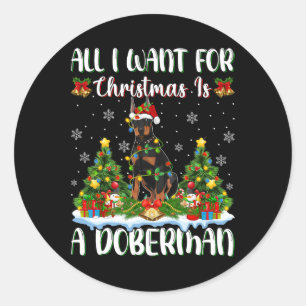 Ich Wollte zu Weihnachten ist ein Doberman Dog Xma Runder Aufkleber