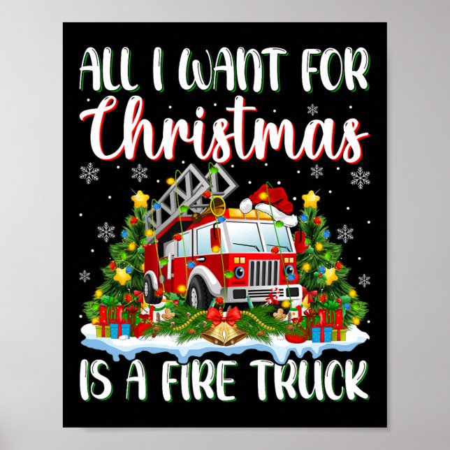 Ich Wollte zu Weihnachten ist ein Feuerzug Weihnac Poster (Vorne)