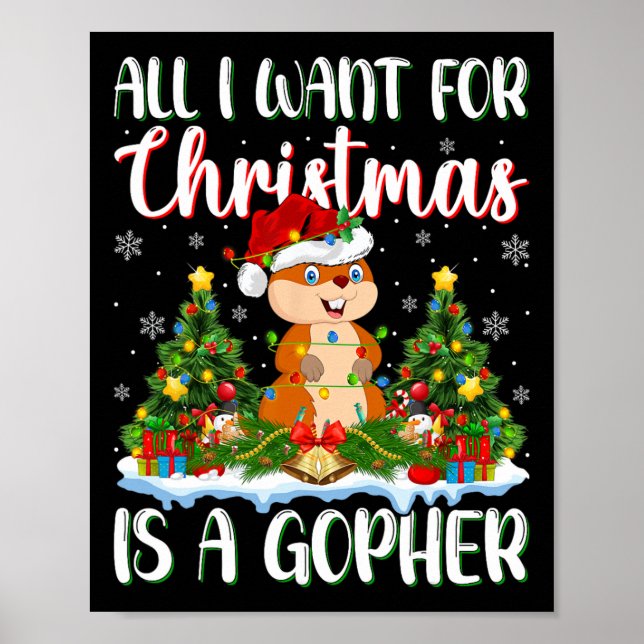 Ich Wollte zu Weihnachten ist ein Gopher Weihnacht Poster (Vorne)