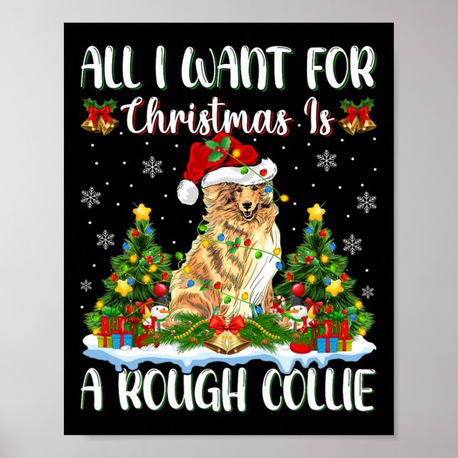 Ich Wollte zu Weihnachten ist ein rauer Collie Dog Poster (Vorne)