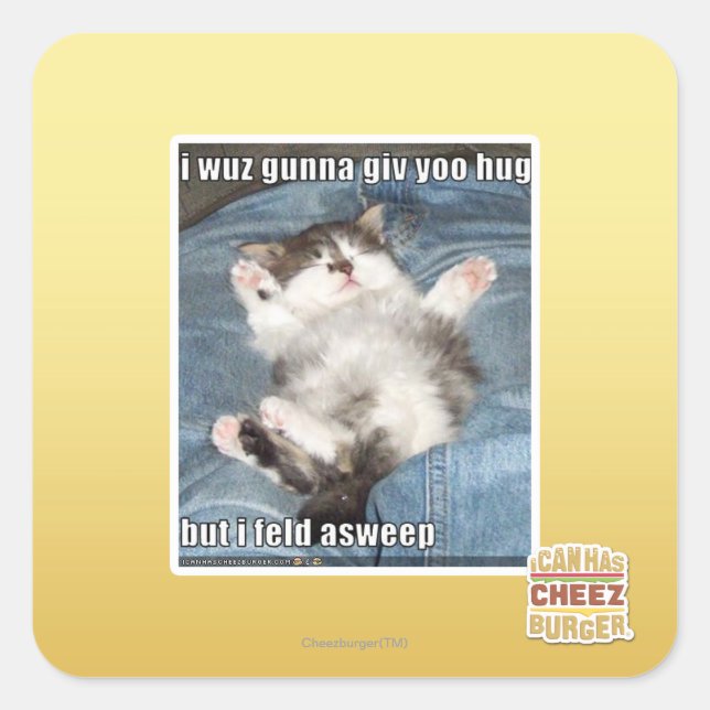 Ich wuchs gunna giv yoo hug quadratischer aufkleber (Vorderseite)