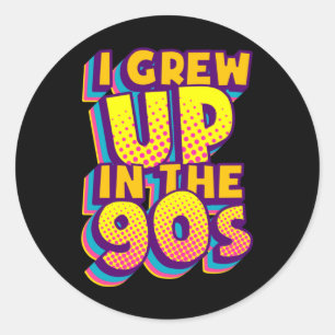 Ich Wuchs In Den 90ern Auf 1990 Retro 90er Liebhab Runder Aufkleber