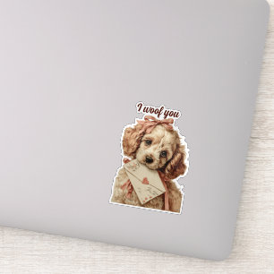 Ich wuffe dich Vintage Pup Valentinstag Aufkleber