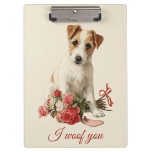 Ich wuffe dich Vintage Pup Valentinstag Klemmbrett