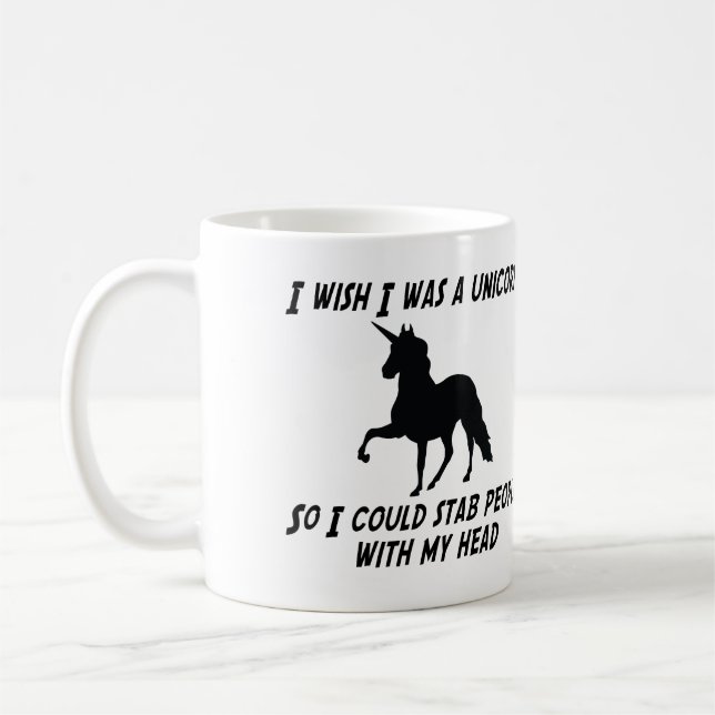 ICH WÜNSCHE, DASS ICH EIN EINHORN WAR KAFFEETASSE (Links)